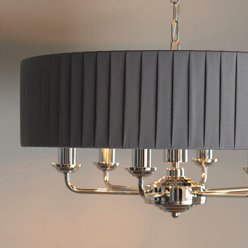Endon 94397 - Ljuskrona på kedja HIGHCLERE 6xE14/40W/230V grå/skinande krom diameter 35 cm