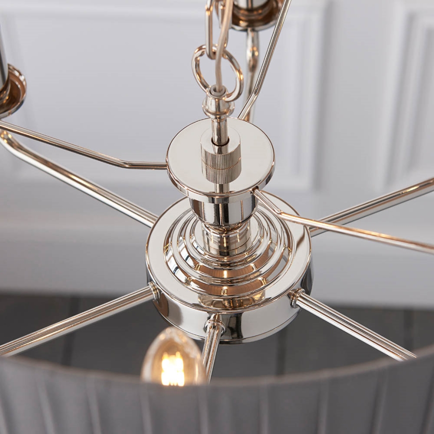 Endon 94397 - Ljuskrona på kedja HIGHCLERE 6xE14/40W/230V grå/skinande krom diameter 35 cm