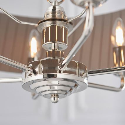 Endon 94397 - Ljuskrona på kedja HIGHCLERE 6xE14/40W/230V grå/skinande krom diameter 35 cm