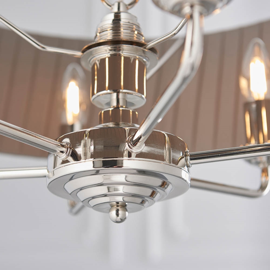 Endon 94397 - Ljuskrona på kedja HIGHCLERE 6xE14/40W/230V grå/skinande krom diameter 35 cm