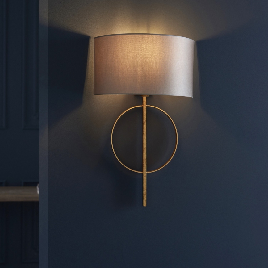 Endon 95210 - Vägglampa 1xE27/10W/230V grå/mässing