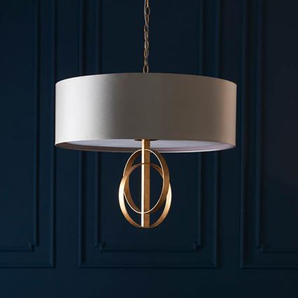 Endon 95211 - 5-armad taklampa på kedja, E27, 10 W, 230 V, Ø 70 cm, grå/mässing