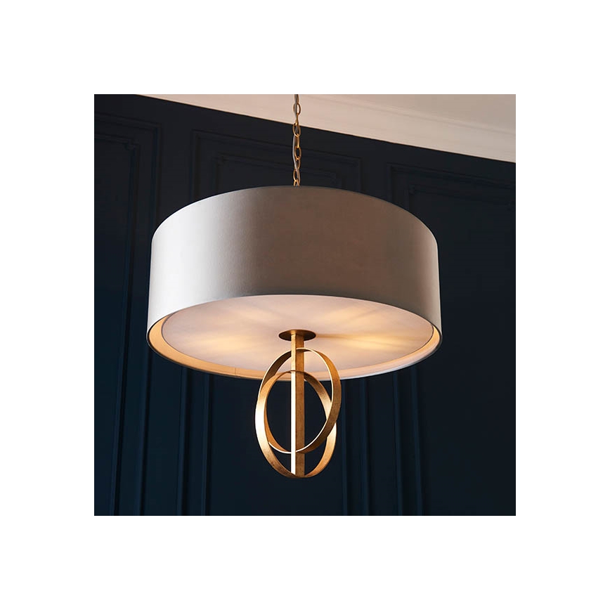 Endon 95211 - 5-armad taklampa på kedja, E27, 10 W, 230 V, Ø 70 cm, grå/mässing