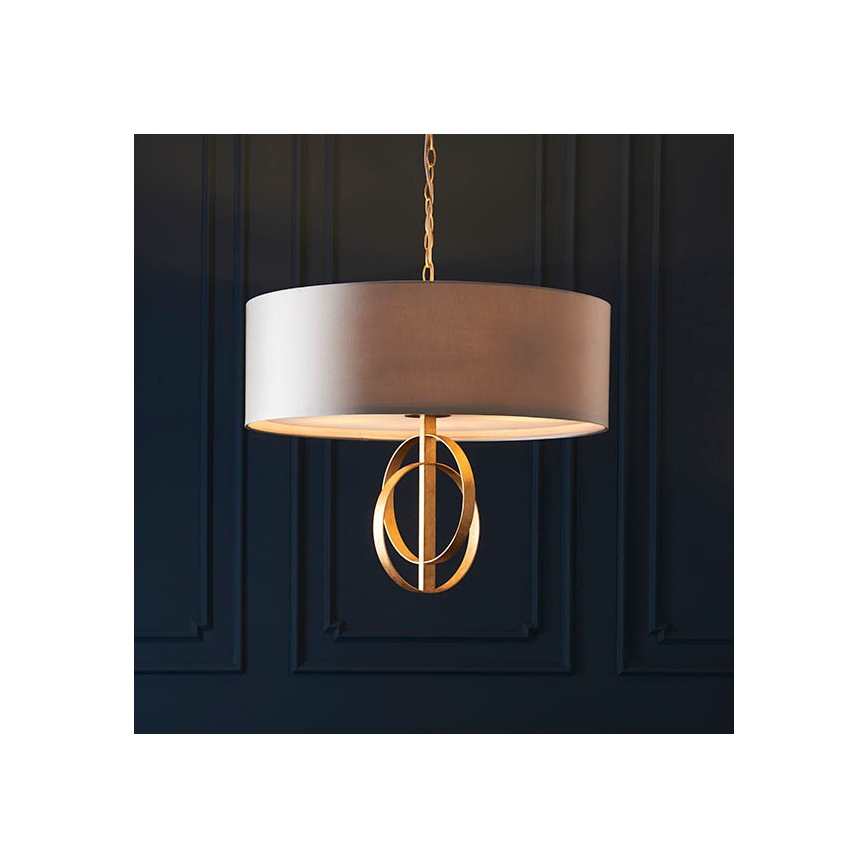 Endon 95211 - 5-armad taklampa på kedja, E27, 10 W, 230 V, Ø 70 cm, grå/mässing