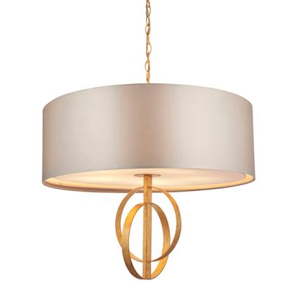 Endon 95211 - 5-armad taklampa på kedja, E27, 10 W, 230 V, Ø 70 cm, grå/mässing