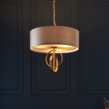 Endon 95212 - Taklampa med kedja 3xE27/10W/230V, Ø 60 cm, grå/mässing