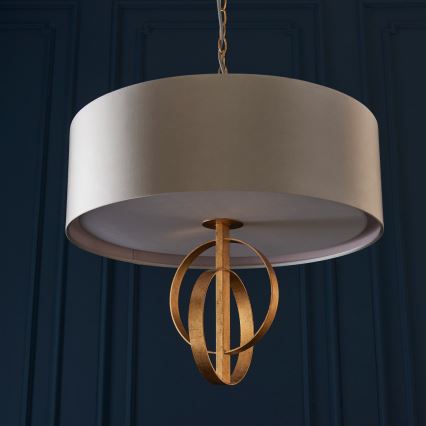 Endon 95212 - Taklampa med kedja 3xE27/10W/230V, Ø 60 cm, grå/mässing