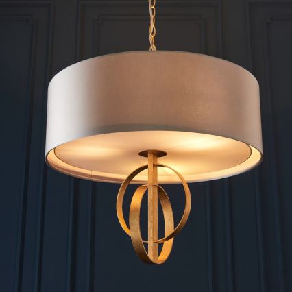 Endon 95212 - Taklampa med kedja 3xE27/10W/230V, Ø 60 cm, grå/mässing