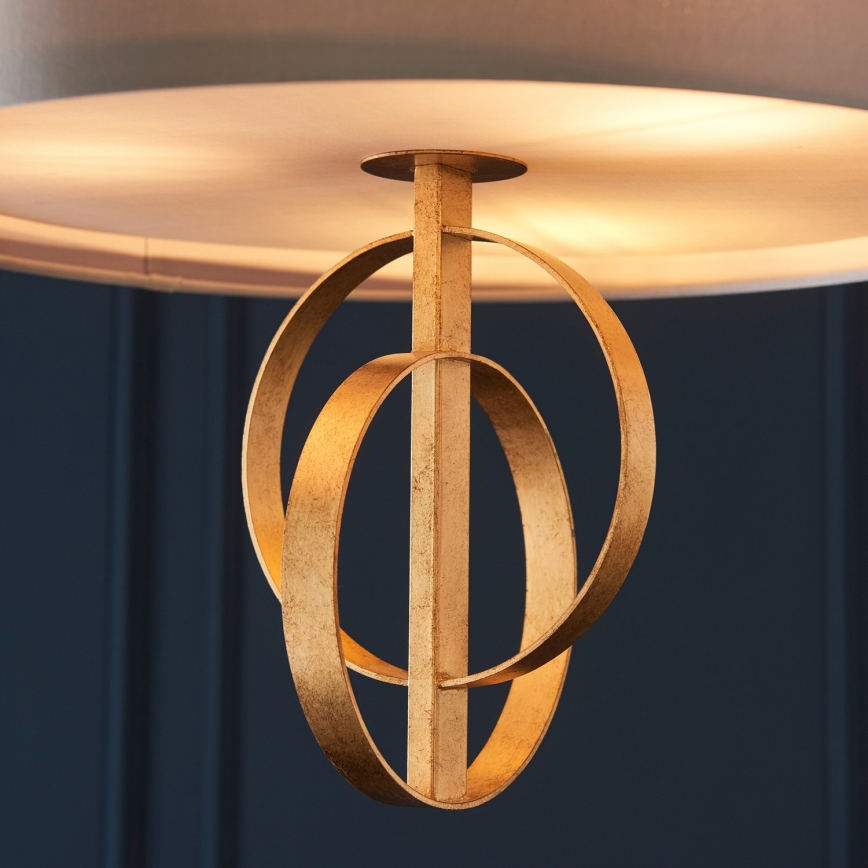Endon 95212 - Taklampa med kedja 3xE27/10W/230V, Ø 60 cm, grå/mässing