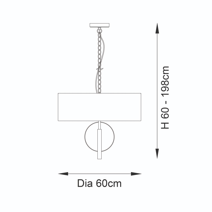 Endon 95212 - Taklampa med kedja 3xE27/10W/230V, Ø 60 cm, grå/mässing