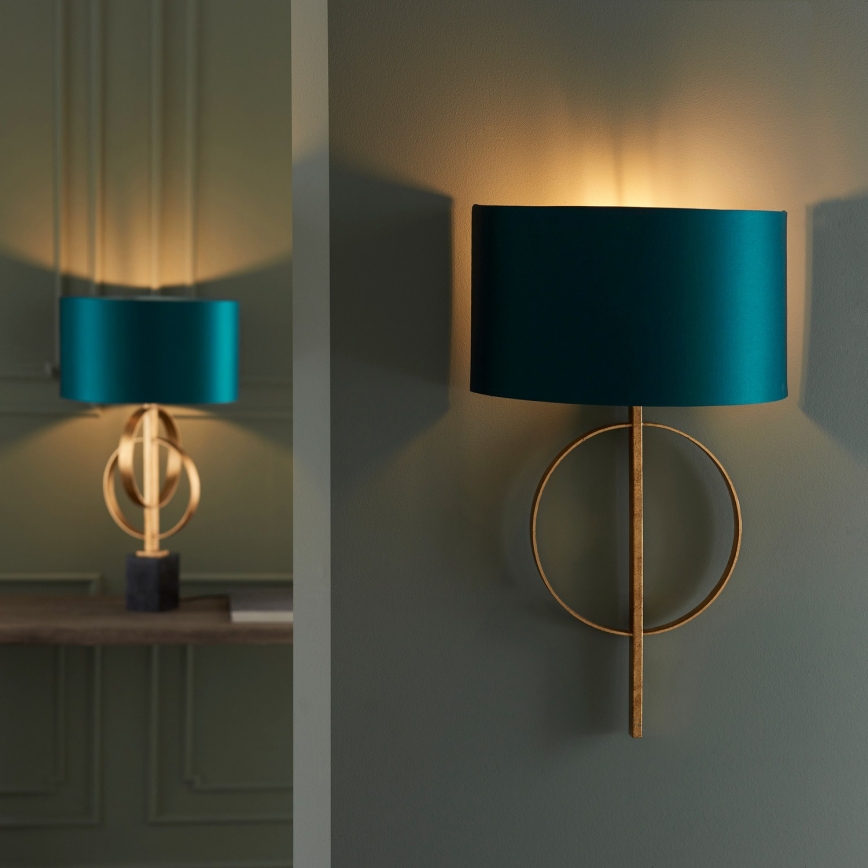 Endon 95218 - Vägglampa 1xE27/10W/230V blå/mässing