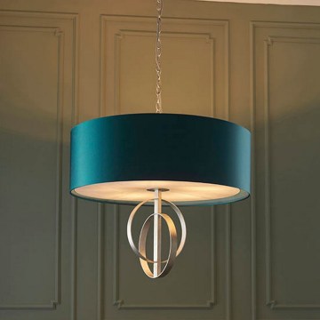 Endon 95223 - Hänglampa med kedja 5xE27/10W/230V Ø 70 cm blå/grå