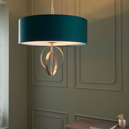 Endon 95223 - Hänglampa med kedja 5xE27/10W/230V Ø 70 cm blå/grå