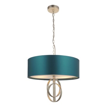 Endon 95224 - Taklampa med kedja 3xE27/10W/230V Ø 60 cm blå/grå