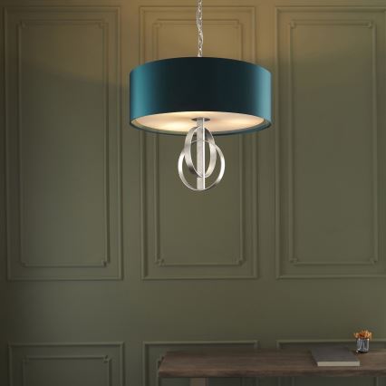 Endon 95224 - Taklampa med kedja 3xE27/10W/230V Ø 60 cm blå/grå