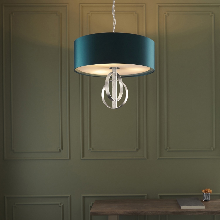 Endon 95224 - Taklampa med kedja 3xE27/10W/230V Ø 60 cm blå/grå