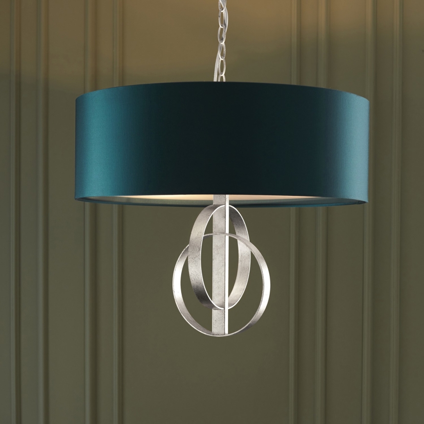 Endon 95224 - Taklampa med kedja 3xE27/10W/230V Ø 60 cm blå/grå