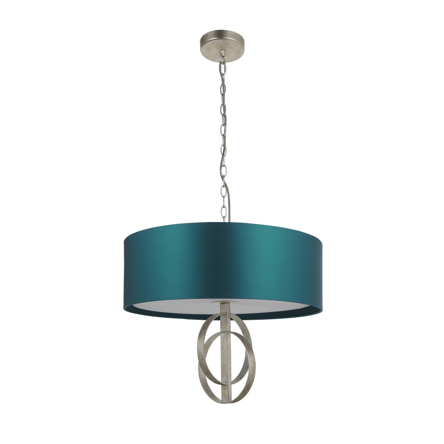 Endon 95224 - Taklampa med kedja 3xE27/10W/230V Ø 60 cm blå/grå