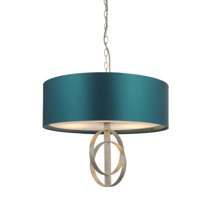 Endon 95224 - Taklampa med kedja 3xE27/10W/230V Ø 60 cm blå/grå