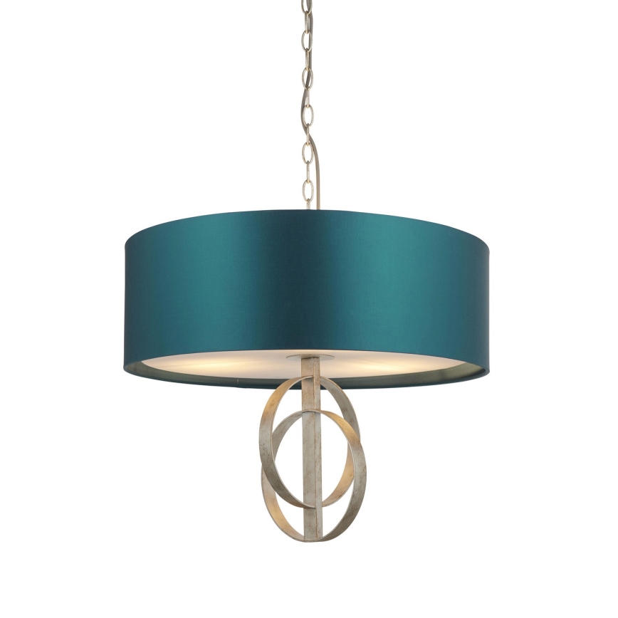 Endon 95224 - Taklampa med kedja 3xE27/10W/230V Ø 60 cm blå/grå