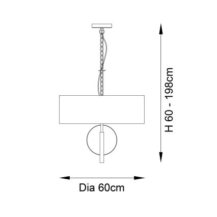 Endon 95224 - Taklampa med kedja 3xE27/10W/230V Ø 60 cm blå/grå