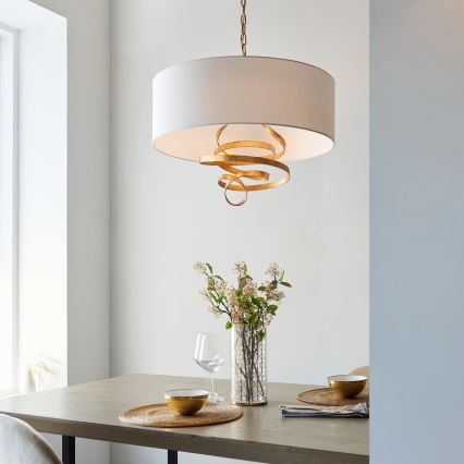 Endon 95268 - Ljuskrona med kedja 3xE14/6W/230V Ø 60 cm vit/mässing