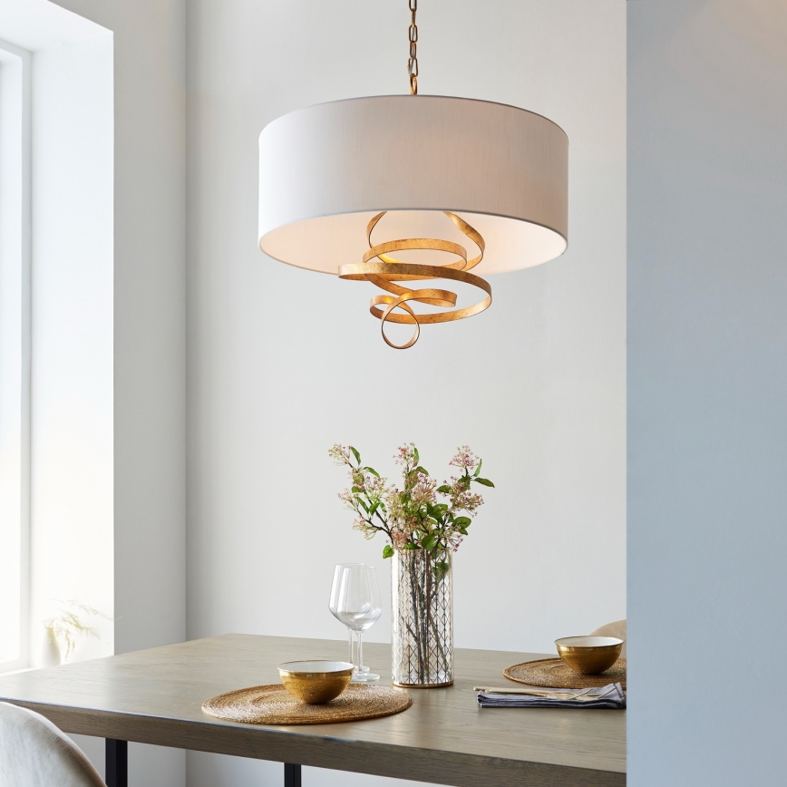 Endon 95268 - Ljuskrona med kedja 3xE14/6W/230V Ø 60 cm vit/mässing