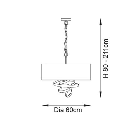 Endon 95268 - Ljuskrona med kedja 3xE14/6W/230V Ø 60 cm vit/mässing