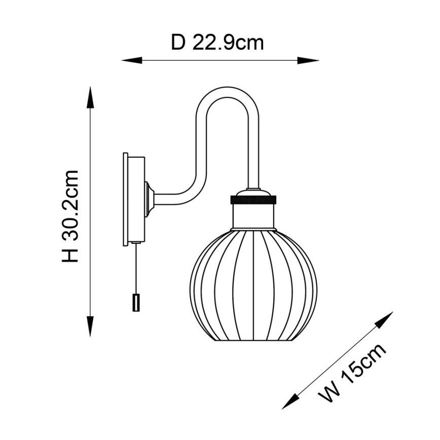 Endon 95507 - Vägglampa för badrum KENDALL 1xE27/10W/230V IP44 mässing