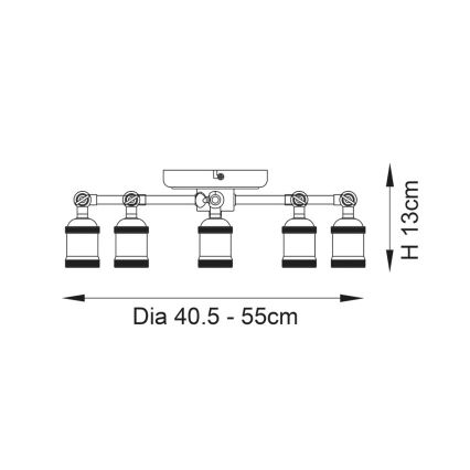 Endon 97244 - HAL spotlampa 5xE27/40W/230V mässing