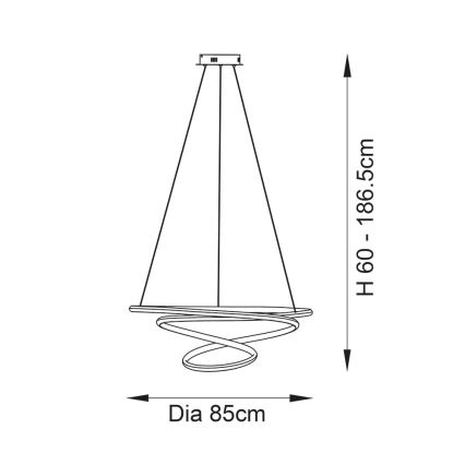Endon 97639 - TWIRL dimbar LED-pendellampa på vajer LED/88W/230V 3000K guld