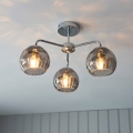 Endon 97971 - Ytmonterad taklampa DIMPLE 3xE14/25W/230V blank krom/rökgrå