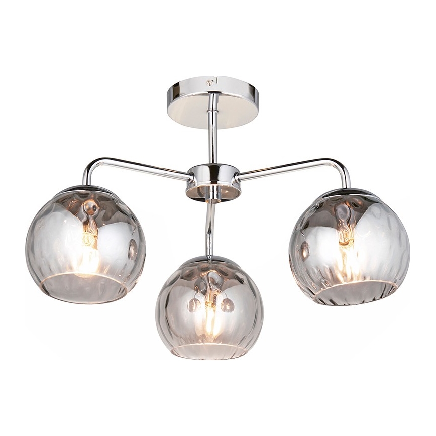 Endon 97971 - Ytmonterad taklampa DIMPLE 3xE14/25W/230V blank krom/rökgrå