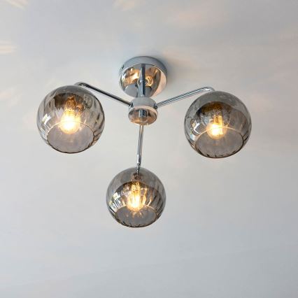 Endon 97971 - Ytmonterad taklampa DIMPLE 3xE14/25W/230V blank krom/rökgrå
