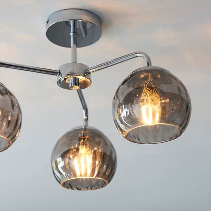 Endon 97971 - Ytmonterad taklampa DIMPLE 3xE14/25W/230V blank krom/rökgrå