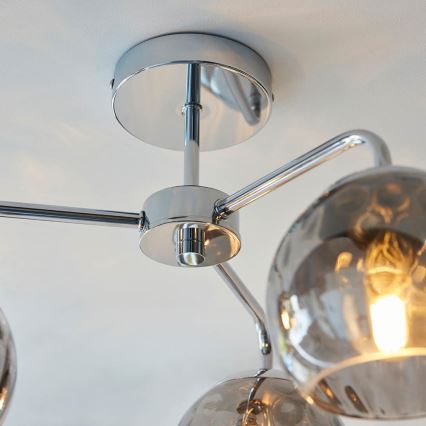 Endon 97971 - Ytmonterad taklampa DIMPLE 3xE14/25W/230V blank krom/rökgrå