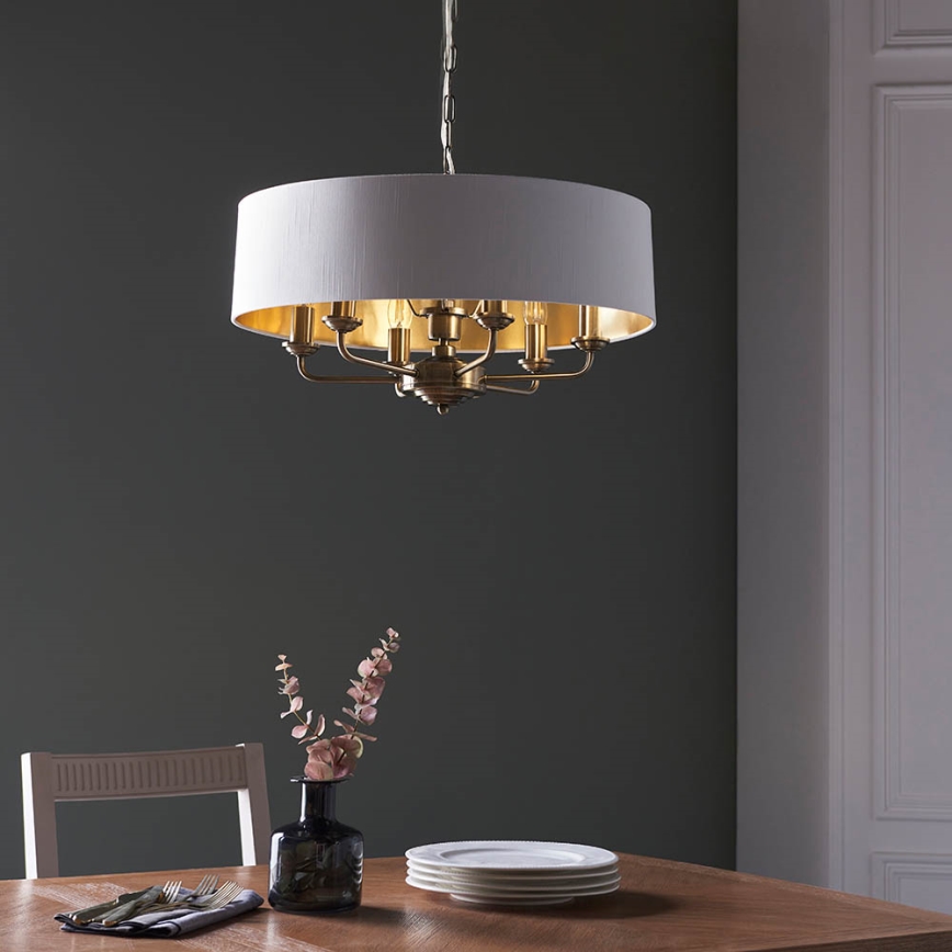 Endon 98933 - Ljuskrona på kedja HIGHCLERE 6xE14/40W/230V vit/mässing diameter 55 cm