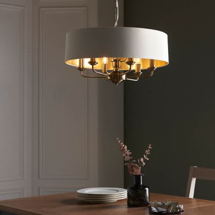 Endon 98933 - Ljuskrona på kedja HIGHCLERE 6xE14/40W/230V vit/mässing diameter 55 cm