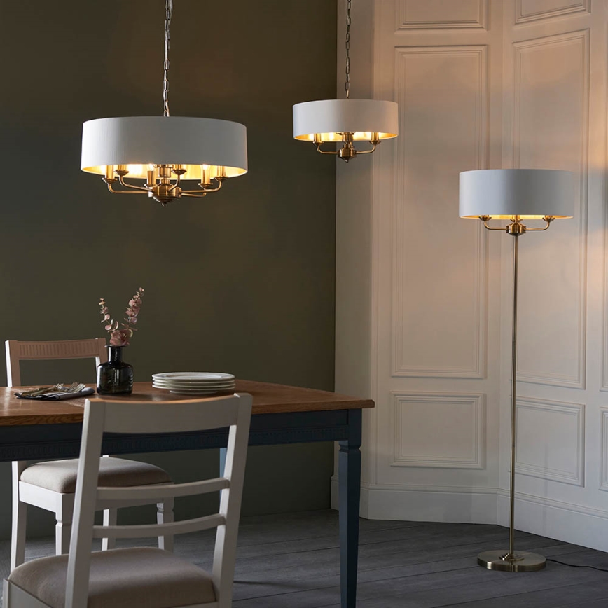 Endon 98933 - Ljuskrona på kedja HIGHCLERE 6xE14/40W/230V vit/mässing diameter 55 cm