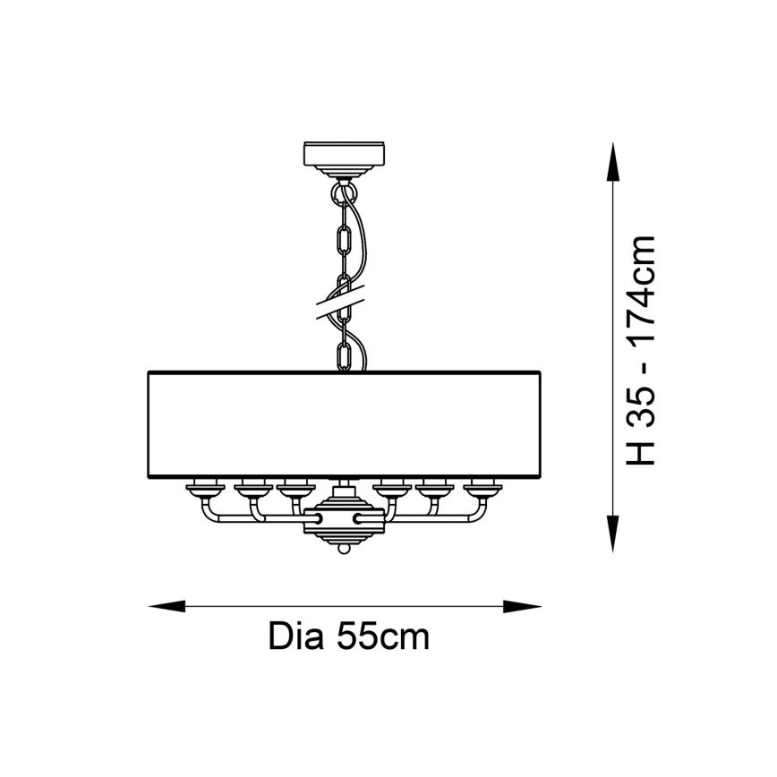 Endon 98933 - Ljuskrona på kedja HIGHCLERE 6xE14/40W/230V vit/mässing diameter 55 cm