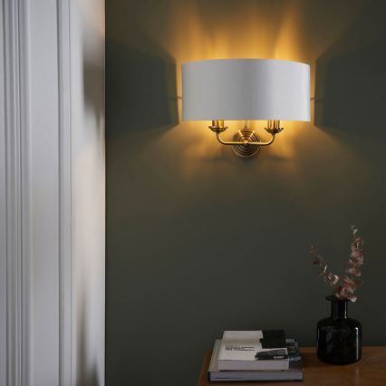 Endon 98937 - Vägglampa HIGHCLERE 2xE14/40W/230V vit/mässing
