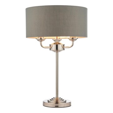 Endon 99149 - Bordslampa HIGHCLERE 3xE14/18W/230V grå/skinande krom diameter 32 cm