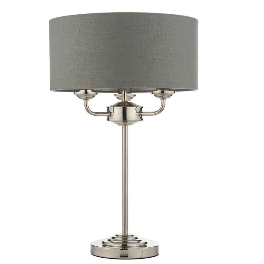 Endon 99149 - Bordslampa HIGHCLERE 3xE14/18W/230V grå/skinande krom diameter 32 cm