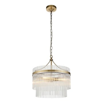 Endon 99167 - Ljuskrona på kedja MARIETTA 3xE14/7W/230V mässing/genomskinlig