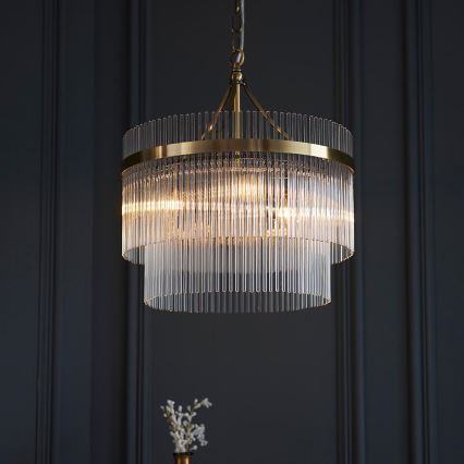 Endon 99167 - Ljuskrona på kedja MARIETTA 3xE14/7W/230V mässing/genomskinlig