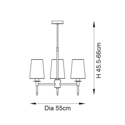 Endon 99455 - Taklampa med stång 3xE14/6W/230V blank krom/vit