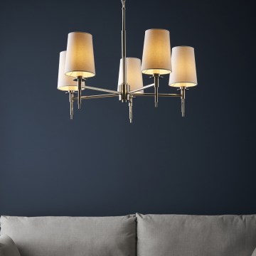 Endon 99457 - Taklampa med kedja 5xE14/6W/230V blank krom/vit