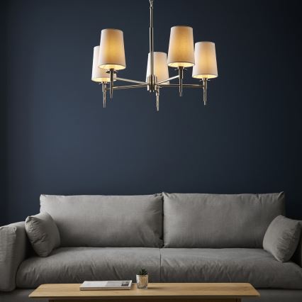 Endon 99457 - Taklampa med kedja 5xE14/6W/230V blank krom/vit
