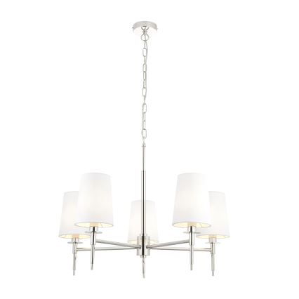 Endon 99457 - Taklampa med kedja 5xE14/6W/230V blank krom/vit