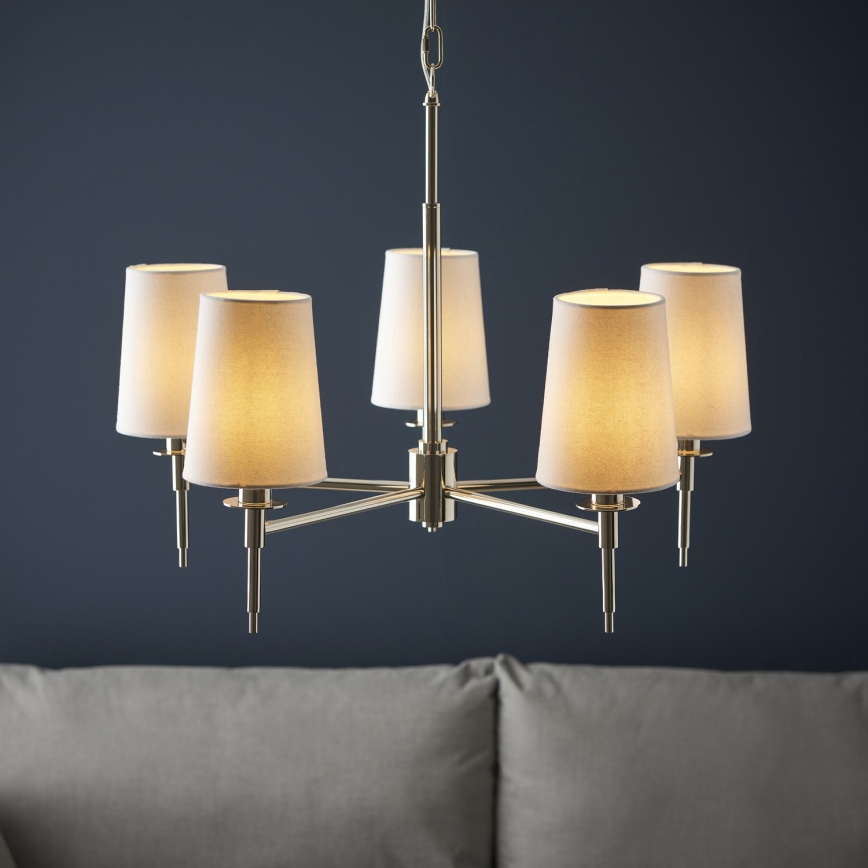 Endon 99457 - Taklampa med kedja 5xE14/6W/230V blank krom/vit